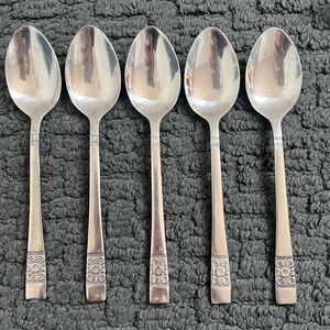Rebacraft Stainless Japan Reed Barton Medley Floral 82351 Teaspoons (5)